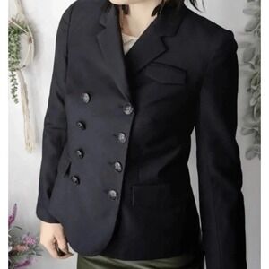 J. Crew Double Breasted Bonnie Blazer 100% Wool Black Size 8 NWT